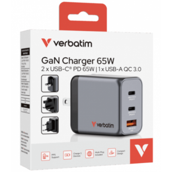 Verbatim 3-Port 65W GaN Charger